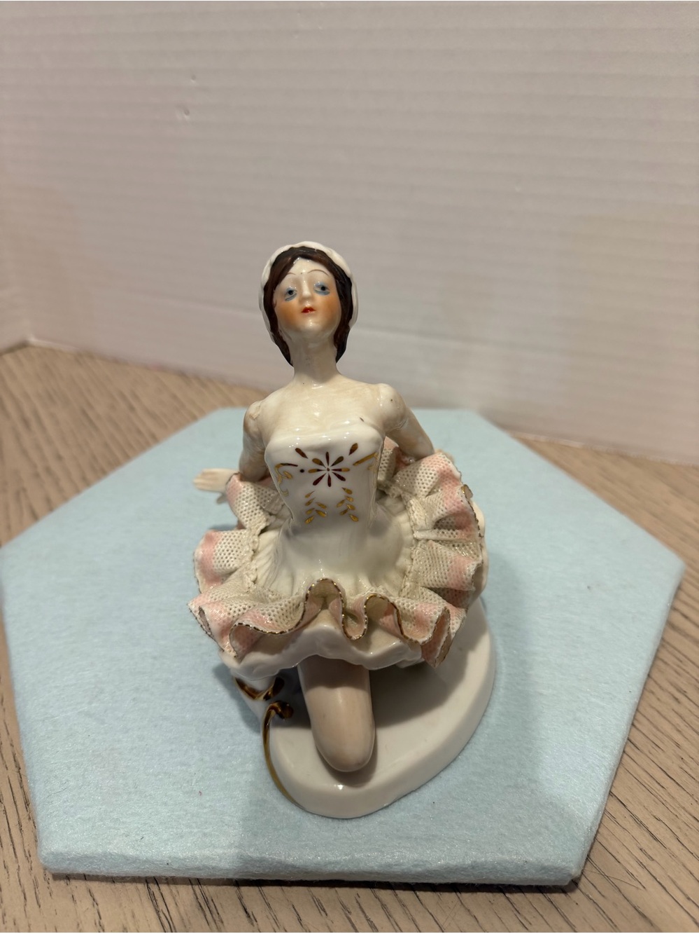 Vintage Ballerina Figurine Mid Century Italian Ceramic Gold Details Perfect